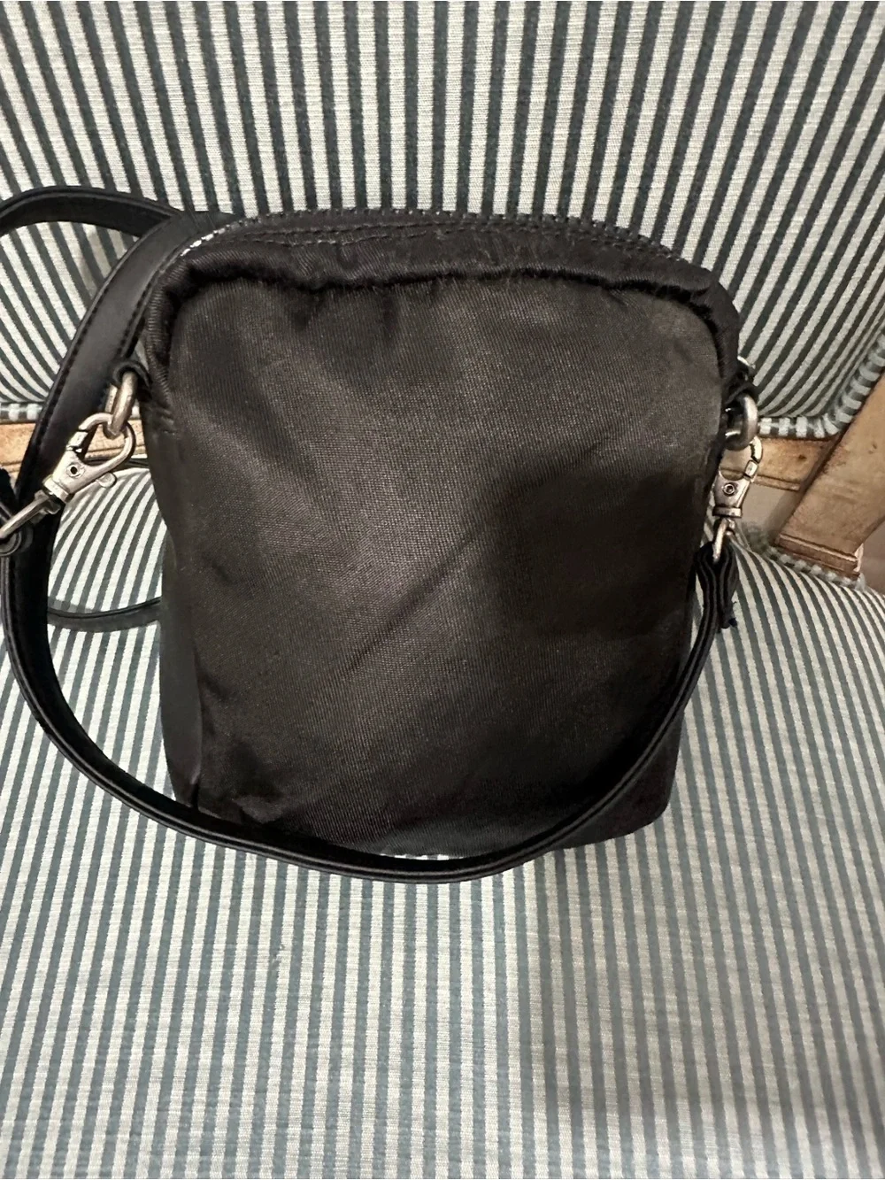 Vintage Fossil Genuine Classic Mini Crossbody Bag Y2K Black Nylon PVC Trim